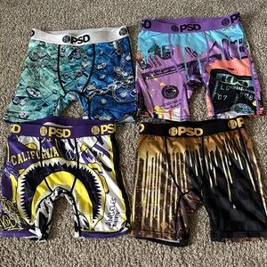 PSD Kids Graphic Boxer Briefs - Blue, Purple, Yellow, Gold Youth Medium